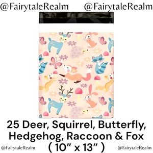 10”x13” Raccoon, Rabbit, Deer ( 25 ) Poly Mailers, Shipping Envelopes, Gift Bags
